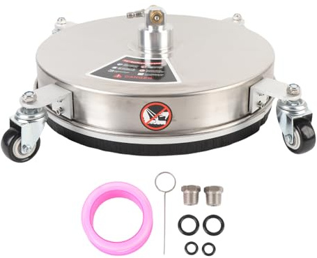 Spacnana Limpiador de Lavadora a Presión de 15 Pulgadas, Limpiador de Aceras de Entrada de Patio de Acero Inoxidable con 4 Ruedas, para Lavado de Superficies Planas Grandes