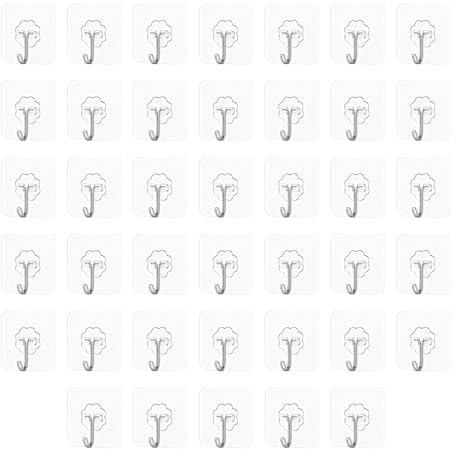 CQZYSM 40PCS Klebehaken Extra Stark, Transparente Haken Selbstklebend, Wasserdichte Wandhaken und Deckenhaken, Tragkraft 10 kg, Wetterfest für Küche, Bad, Wohnzimmer, Outdoor