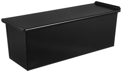 RUNROTOO Molde para Pan de Molde Rectangular con Tapa Antiadherente de Acero Inoxidable, Capacidad 750g, Diseño con Orificios Base para Hornear en Horno en Casa