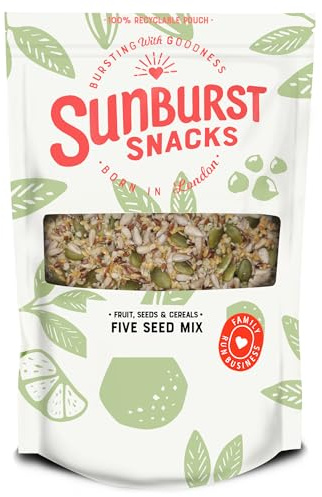 Sunburst Snacks 5 Seed Mix High Protein Low Carb, Superfood Seeds Pumpkin Sunflower Linseed Flaxseed Hemp Healthy Breakfast Salad Topping, Re-Sealable Recyclable Pouch 1KG