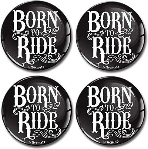 Biomar Labs® 4 x 65mm Aufkleber 3D Silikon Born to Ride Für Radkappen Nabenkappen Radnabendeckel Rad-Aufkleber Nabendeckel A 5765