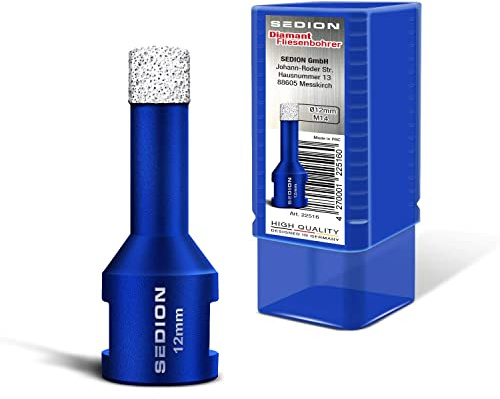 SEDION ® Trapano per piastrelle 12mm x M14 - Punta per forare piastrelle dure - Punta diamantata 12 mm - Sedion qualità premium diamanti di alta qualità - compatibile con Bosch Makita uvm.