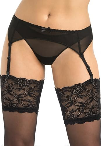 Teyli Strapsgürtel Strapse Straps - Strumpfhalter Lingerie Women - Strapsen Strapshalter - Strumpfhalter & Strapse für Damen aus Transparentem Netz Schwarz S