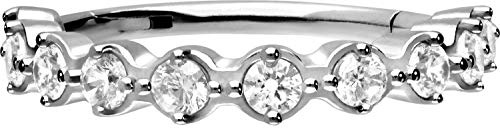 PIERCINGLINE Chirurgenstahl Segmentring Clicker EINGEFASSTE KRISTALLE Piercing Ohr Helix Tragus Conch Lippe Septum Ring Silberfarben 12 mm