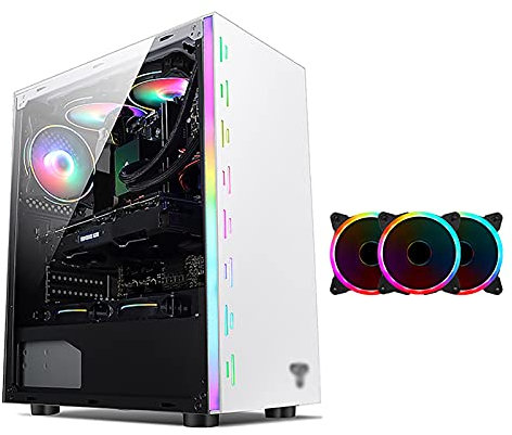 BBNB Caja De Juegos ATX - Micro ATX PC Funda/ATX Caja De La Computadora - Torre Media - Vidrio Acrílico - Ventilador Y Agua De Enfriamiento (Color : White, Size : 8 Fan)