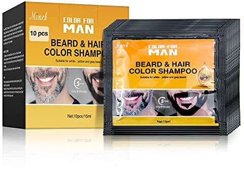 Black Beard Dye for Men - Instant Coloring, Darkening Sideburns, Mustache, and Facial Hair Grooming (10 Pack)