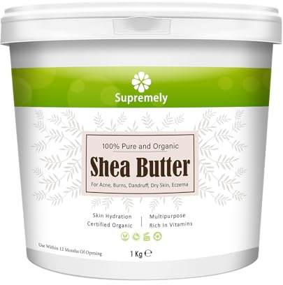 Supremely Organic Shea Butter 1KG Tub | 100% Pure Raw Unrefined Beauty Grade All-Natural | Smooth Shea Nut Lip Balm | Moisturizer for All Skin Face And Hair Types