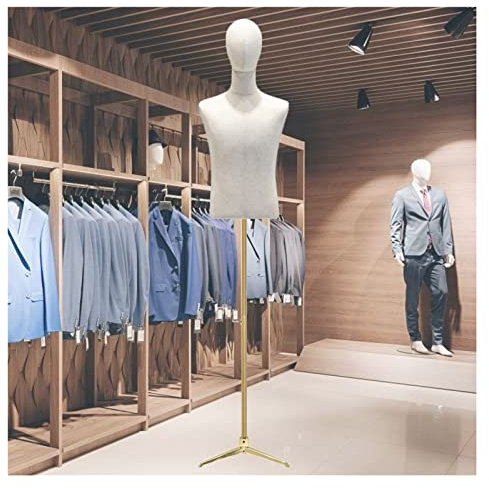LXLIGHTS Schneiderpuppen Männlich Torso, Kleidung Kleid Anzeige Halbe Skala Schaufensterpuppen Körper Mit Kopf Aus Leinen für Nähschneideratelier, Stativunterstützung Büste Schnuller Mannequin, 2 Farb