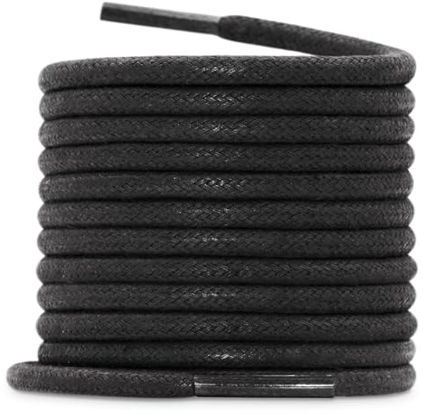 WEGOODZF Round Waxed Cotton Shoelaces: 2 Pairs 3.5MM Thick Wax Shoe Laces | Formal Dress Shoelaces, for Men Women, Business Shoes, Boots