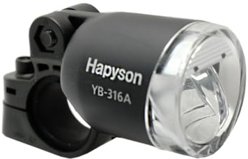 Hapyson YB-316A-MK Headlight for Bicycle Hub Dynamo, Matte Black