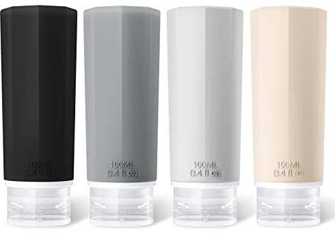 Opret 100ml Silicone Travel Bottles for Toiletries, 4 Pcs Leak Proof | Portable, Travel Containers, TSA Approved, Refillable, Squeezable, Travel Essentials, for Shampoos, Conditioner, Cream