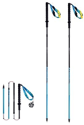 Vandringsstavar veck, lätta aluminium vandring trial stavar, 110/120 cm ultralätt för löpning löpstavar, AONIJIE (blå, 120 cm)