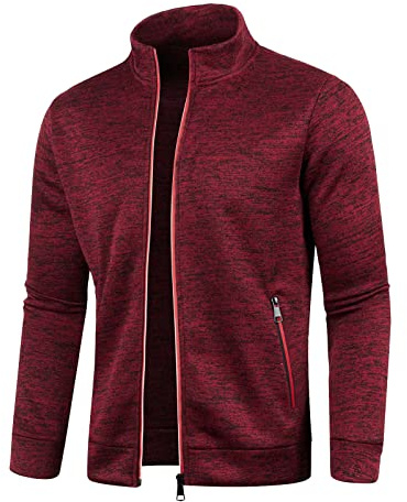 TDEOK Sudadera para hombre con cremallera, clásica, cuello alto, chaqueta deportiva, sin capucha, chaqueta de chándal con bolsillos, chaqueta de tiempo libre, chaqueta softshell, chaqueta de correr,