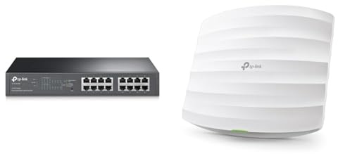 TP-Link TL-SG1016PE 16-Port Gigabit Easy Smart Switch mit 8-Port PoE+ & EAP245 Dualband WLAN Access Point