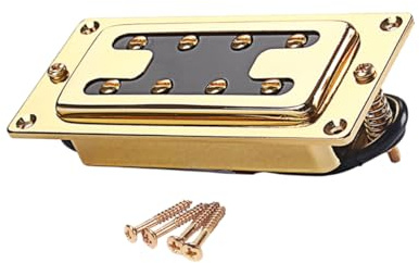 15mm 4-saiter Bass Humbucker Doppelspulen Tonabnehmer Gold | Stahl, Starke Vergrößerung, Geräuschlos, Ersatzteil für E-bass Gitarre, mit Verbindungskabeln