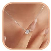 LOVECOM S925 Sterling Silver Heart Necklace for Women Dainty 14k Gold Plated CZ Love Heart Pendant Choker Necklaces Trendy Heart Chain Jewelry Mothers Day Gifts for Mom Wife Girlfriend