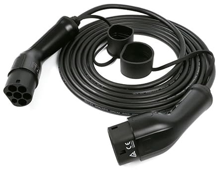 Manguera de Carga para Coche eléctrico, Tipo 2, 5 Metros, 32A, 480V, IP55; Ideal para Recarga Segura y eficiente en Exteriores.