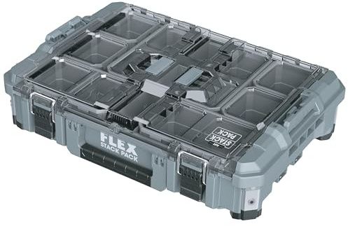 Flex Transportkoffer Big Organizer STACK PACK (aus Schlagfestem Kunststoff, LxBxH 560 x 397 x 143 mm, mit Metallriegelverschluss, Werkzeugkoffer) 531467