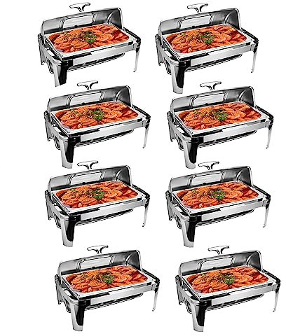 CXYZM Commercial Chafing Dish Buffet Set With Water & Food Pan, Fuel Holder And Lid - Catering Rolling Buffet Servers And Warmers(9L,64x44x44cm)