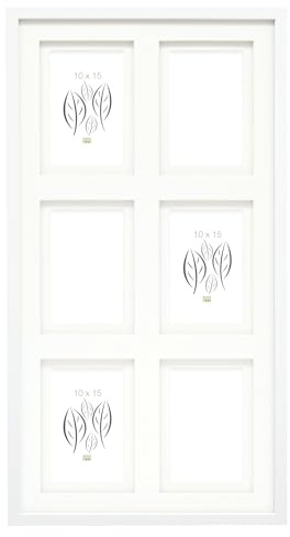 Deknudt Frames - Collage-Rahmen für 6 Bilder - Weiß - mit Doppel-Passepartout - Bildgröße 10x15 cm - MDF Holz zum Aufhängen - Collage - S65KK1 P6 10x15cm
