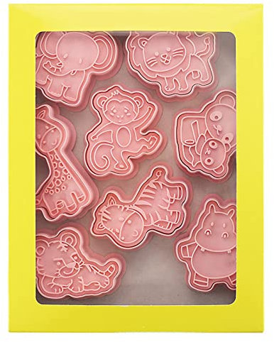 8 Formine per Biscotti Animali - Formine per Biscotti Animali dello Zoo - Formine per Biscotti a Forma di Animale 3D in Plastica per Uso Alimentare - per Biscotti e Biscotti