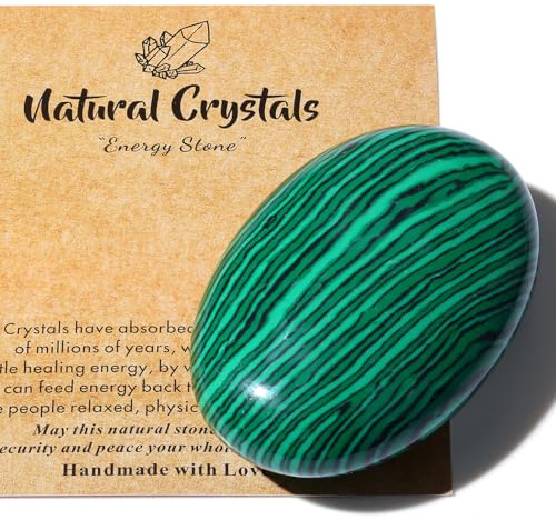 6CM Grüner Malachit Edelsteine Groß, 1 Stück Kristalle Oval Heilung | AWARDSEN Grün Kristall für Reiki Heilung, Handschmeichler, Wiccan Lieferungen, Balancing Meditation Zubehör