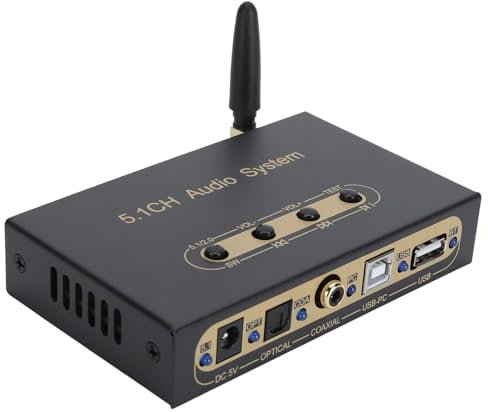 Convertidor de Audio Digital a Analógico de 192 KHz, Convertidor óptico a de 5.1 Canales con Bluetooth, Adaptador de Audio Coaxial Estéreo con Cable óptico para TV, DVD