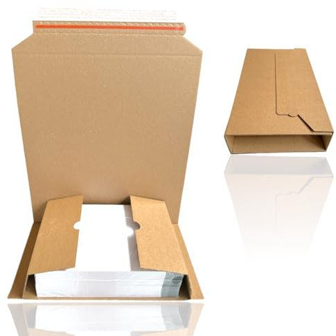 DeineFairpackung - 500 Stück Buchverpackung Din C5 Wellpappe selbstklebend in Braun - Größe 245x165x70mm mit variabler Füllhöhe - Buchverpackung aus Karton für Büchersendung reißfest
