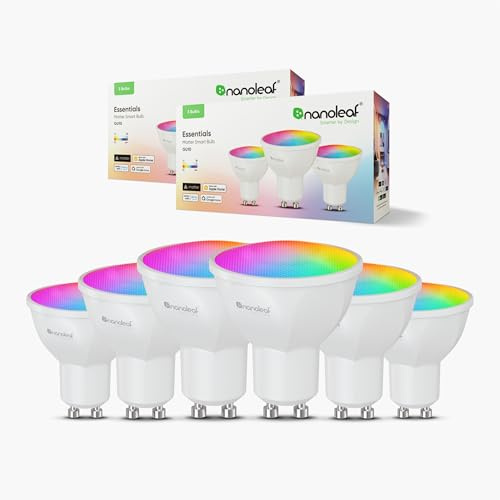 Nanoleaf Matter Essentials Glühbirne, 6 Smarten RGBW GU10 LED Lampen - Matter über Thread, Bluetooth 16 Mio. Farben LED Lampen, Bildschirm Sync, Funktioniert mit Google Home Apple, Deko & Gaming