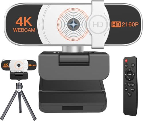 Nolansend 4K Webcam, Auto-zoom,with remote control,Privacy Cover, White Balance, Webcam with Microphone, Plug & Play, 4K Web Camera for PC/Laptop/Desktop, Video Calling,Conferencing