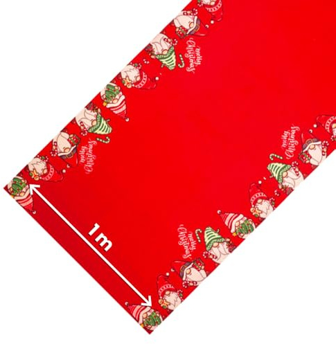 Olivo.shop - Alfombra navideña de pasillo para interior y exterior, de color rojo, por metros, a medida, de 1 metro de ancho, para eventos y decoraciones navideñas, Jingle Roll (Gnomes, 3 metros)