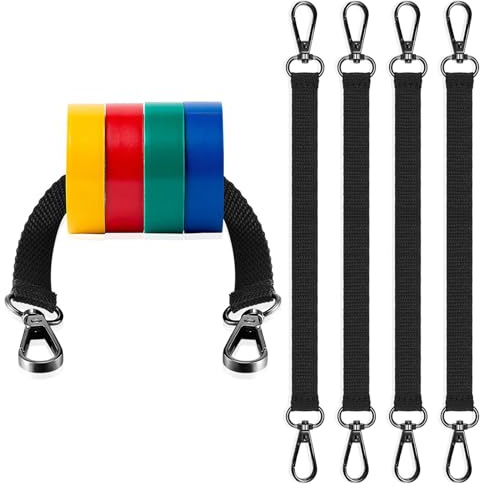 NICENEEDED 4 Pcs Electrical Tape Holder Strap, Black Tape Thong with Snap Hooks for Lanyard, Tool Backpack Trigger Snap Hook Holder Chain Electrical Tape Strap for Pouch Bag Tool Box Construction