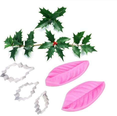 Petal Leaf Veiner Fondant Set Molds,Flower Petal Silicone Molds Leaf Veiner Stainless Steel Fondant Cutter Mold,Fondant Gum Paste Cakes Sugar Paste Marzipan Dough Crafts Cake Decorating (L)
