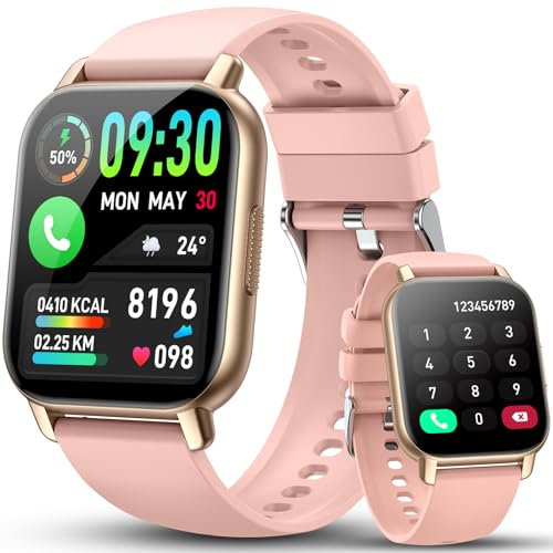 WeurGhy Smart Watch for Men Women Answer/Make Calls - 1.85 HD Touch Screen Fitness Watch with Heart Rate Sleep Monitor - Pedometer - 112+ Sports Activity Trackers - IP68 Waterproof Smartwatch, Pink