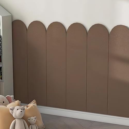 Luxury Faux Leather Upholstered Wall Panels Solid Color Peel and Stick Wall Decor for Bedroom Dojo Playroom Recording Studio Office Brown