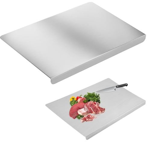Cutting Boards for Kitchen, Stainless Steel Titanium Cutting Boards with Lip, Heavy Duty Metal Cutting Board Over Sink, Non Stick Baking Board Pastry Board for Meat, Vegetables, Bread
