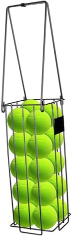 Yardwe Tennisballsammler Edelstahl mit Druckmechanismus Tragbarer Pickleball Korb Effizienter Ballauffangkorb mit Griff für Tennis und Pickleball Spieler