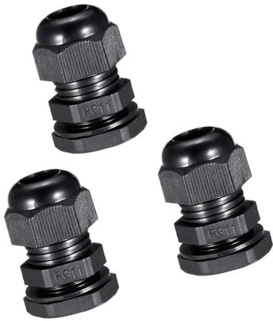 Unifizz 3Pcs PG11 Cable Gland – Durable Threaded Wire Connector with Locknut for 5-10mm Dia Cable Wire, Black