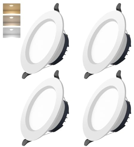 NHQZ Lot de 4 spots LED encastrables tricolores (blanc 5 W) pour cuisine, salle de bain, camping