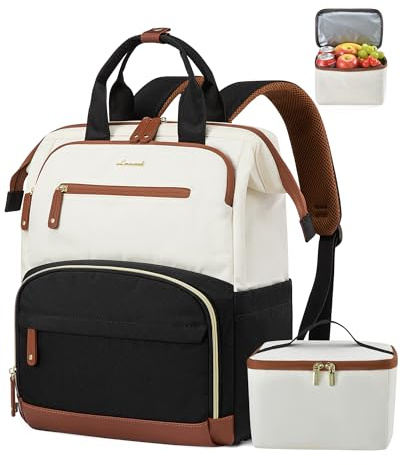 LOVEVOOK Laptop Lunch Backpack for Women, 15.6 inch Rucksack with Insulated Cooler Lunch Box for Mens Nurse Teacher, Ladies Work Bags with Laptop Compartment for Camping Picnic Daily