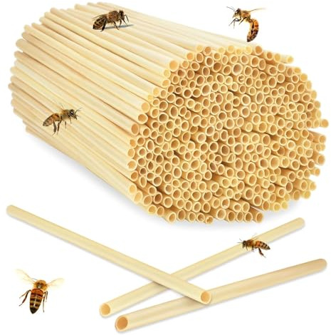 FENGCHUANG 300 Stück Wildbienen Nisthülsen 20 cm | Nisthülsen für Wildbienen, Insektenhotel Füllmaterial Wildbienen Zubehör, Weizenhalme füllung für Wildbienenhotel