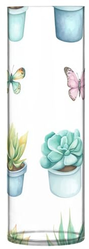 Florero grande de plástico blanco de 11.8 pulgadas, diseño de plantas suculentas, moderno, transparente, para decoración de comedor, entrada, biblioteca