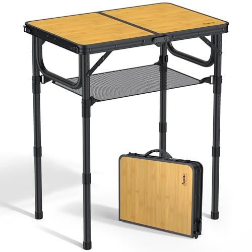 Anbte Mesa Camping Plegable 58x40x26/48/70cm Ajustable Altura