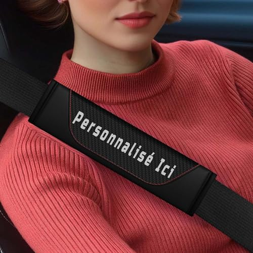 Protège Ceinture de Sécurité Voiture Personnalisable – Universel Fibre de Carbone Housse Coussin Ceinture Voiture Enfant et Adulte