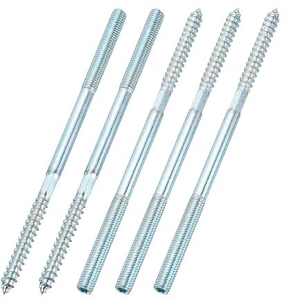 sourcing map M8 Hanger Bolts, 7.09(180mm) Length Double Headed Hanger Bolts 0.31(8mm) Wood Dowel Screw Self-Tapping Threaded Rods Screw for Assembling Wood Furniture Joint, Pack of 5