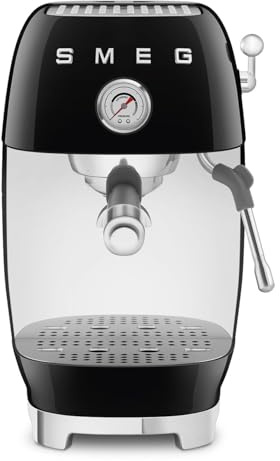 Smeg ECF03BLUK Espresso Coffee Machine with Cold Brew Function, 4 Pre-Set Espresso Settings, 15 Bar Pump, Black and Stainless Steel