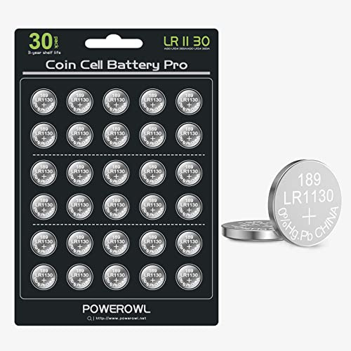 POWEROWL - 30 Pack LR1130 AG10 1.5V Button Cell Batteries for Watches