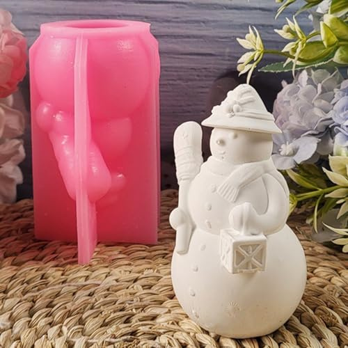 ALEFBET Silikonform Weihnachten Schneemann，Silikonformen Gießformen Weihnachten，Kerzenformen zum Gießen，Kerzen Formen Silikon，Epoxidharz Formen Silikon，Gipsformen zum Gießen (Schneemann W0392)
