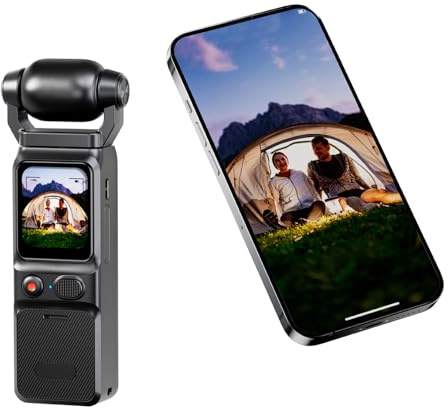 XUMIUZIY Caméscope de Poche 4K UHD, Caméras de Vlogging Portables WiFi 6 avec Tête Rotative à 180°, Stabilisation Gyroscopique 6 Axes, Objectif Grand Angle 140°, Caméscope Portable avec