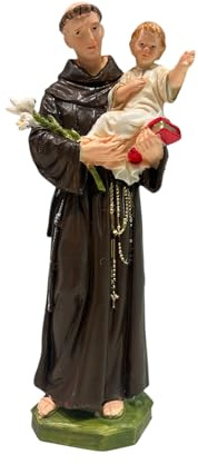 Generico Statua di Sant'Antonio da Padova con Bambino Gesù, 15 cm, Resina Dipinta a Mano, Made in Italy